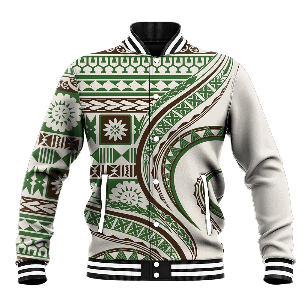 Hawaiian Hibiscus Tribal Vintage Motif Baseball Jacket Ver 7 LT9 Unisex Green - Polynesian Pride