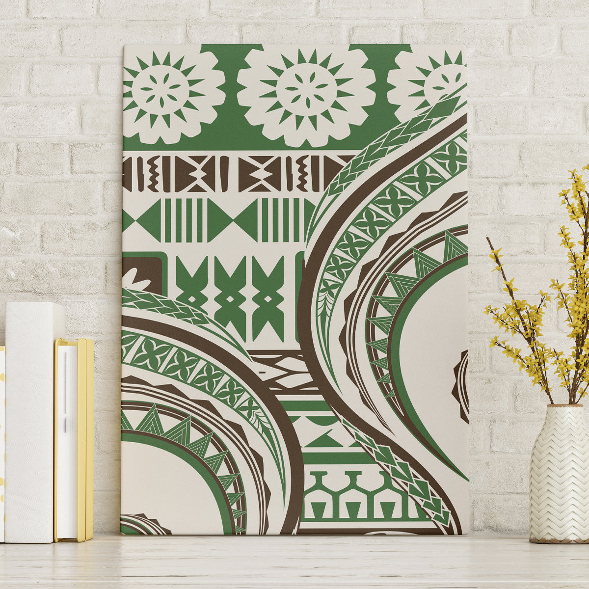 Hawaiian Hibiscus Tribal Vintage Motif Canvas Wall Art Ver 7