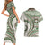 Hawaiian Hibiscus Tribal Vintage Motif Couples Matching Short Sleeve Bodycon Dress and Hawaiian Shirt Ver 7