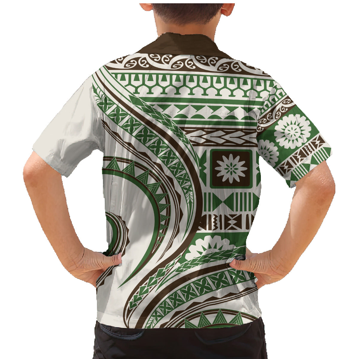 Hawaiian Hibiscus Tribal Vintage Motif Family Matching Mermaid Dress and Hawaiian Shirt Ver 7