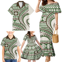 Hawaiian Hibiscus Tribal Vintage Motif Family Matching Mermaid Dress and Hawaiian Shirt Ver 7