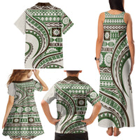 Hawaiian Hibiscus Tribal Vintage Motif Family Matching Tank Maxi Dress and Hawaiian Shirt Ver 7