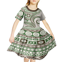 Hawaiian Hibiscus Tribal Vintage Motif Kid Short Sleeve Dress Ver 7