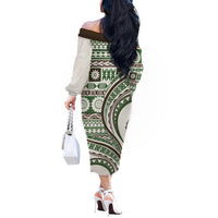 Hawaiian Hibiscus Tribal Vintage Motif Off The Shoulder Long Sleeve Dress Ver 7 LT9 - Polynesian Pride