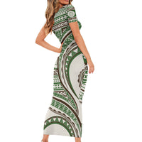 Hawaiian Hibiscus Tribal Vintage Motif Short Sleeve Bodycon Dress Ver 7 LT9 - Polynesian Pride