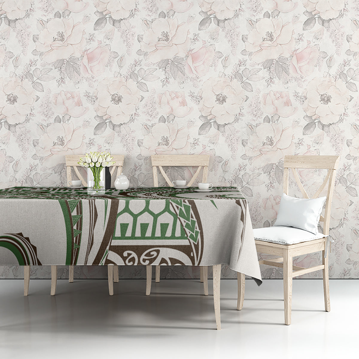 Hawaiian Hibiscus Tribal Vintage Motif Tablecloth Ver 7