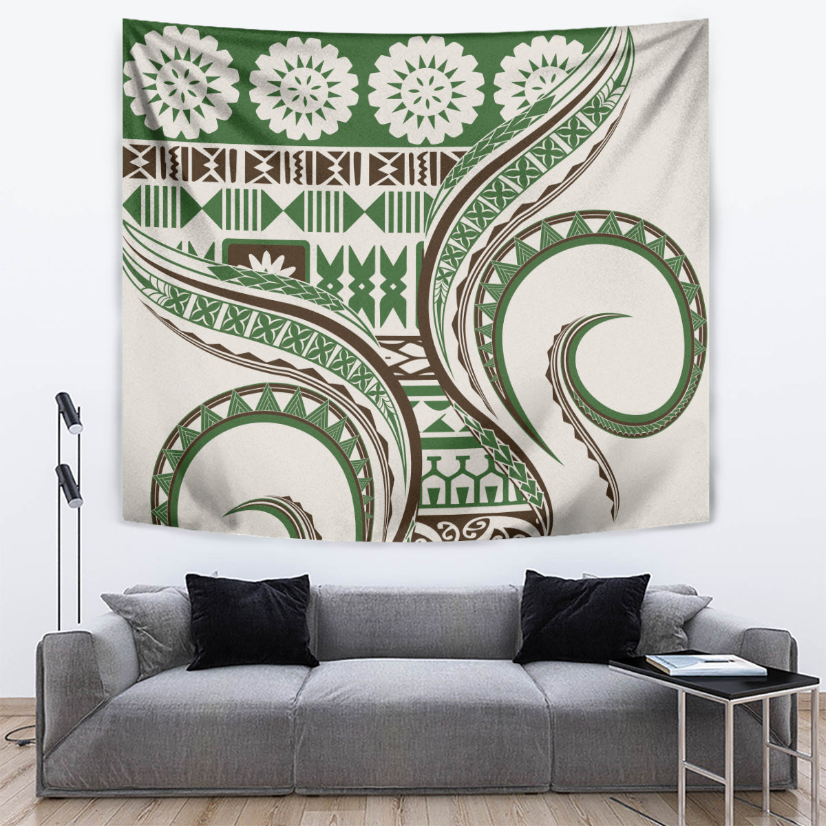 Hawaiian Hibiscus Tribal Vintage Motif Tapestry Ver 7 LT9 Green - Polynesian Pride