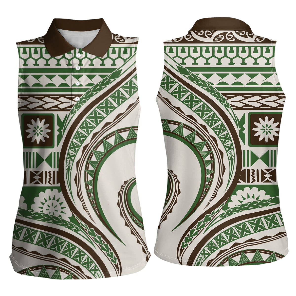 Hawaiian Hibiscus Tribal Vintage Motif Women Sleeveless Polo Shirt Ver 7