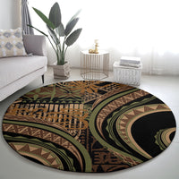 Hawaiian Hibiscus Tribal Vintage Motif Round Carpet Ver 8