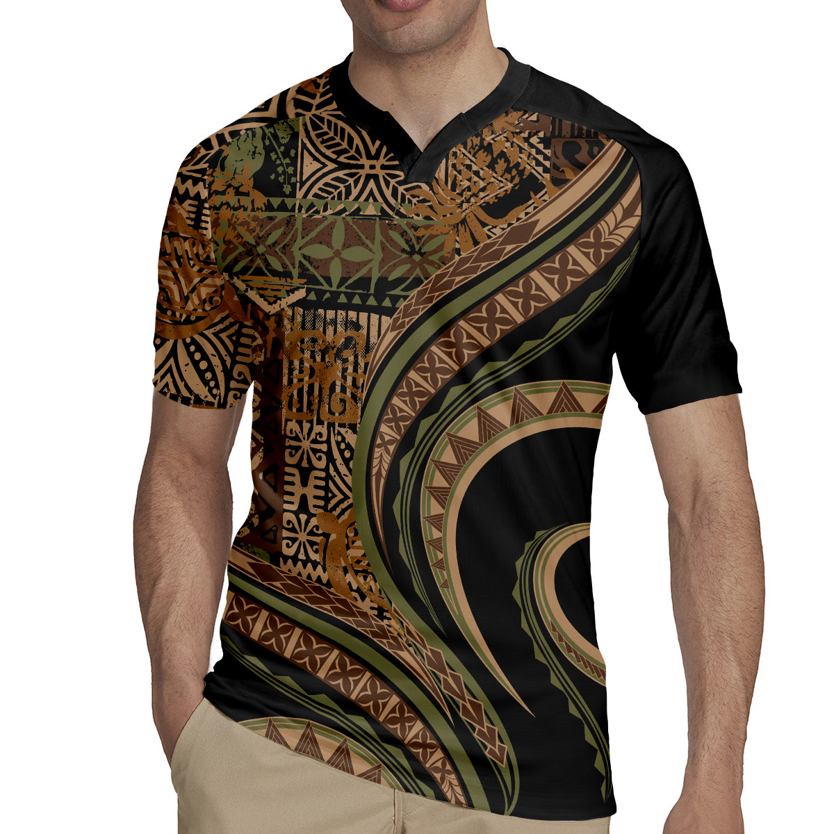 Hawaiian Hibiscus Tribal Vintage Motif Rugby Jersey Ver 8