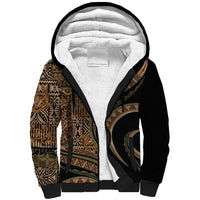 Hawaiian Hibiscus Tribal Vintage Motif Sherpa Hoodie Ver 8 LT9 Unisex Brown - Polynesian Pride