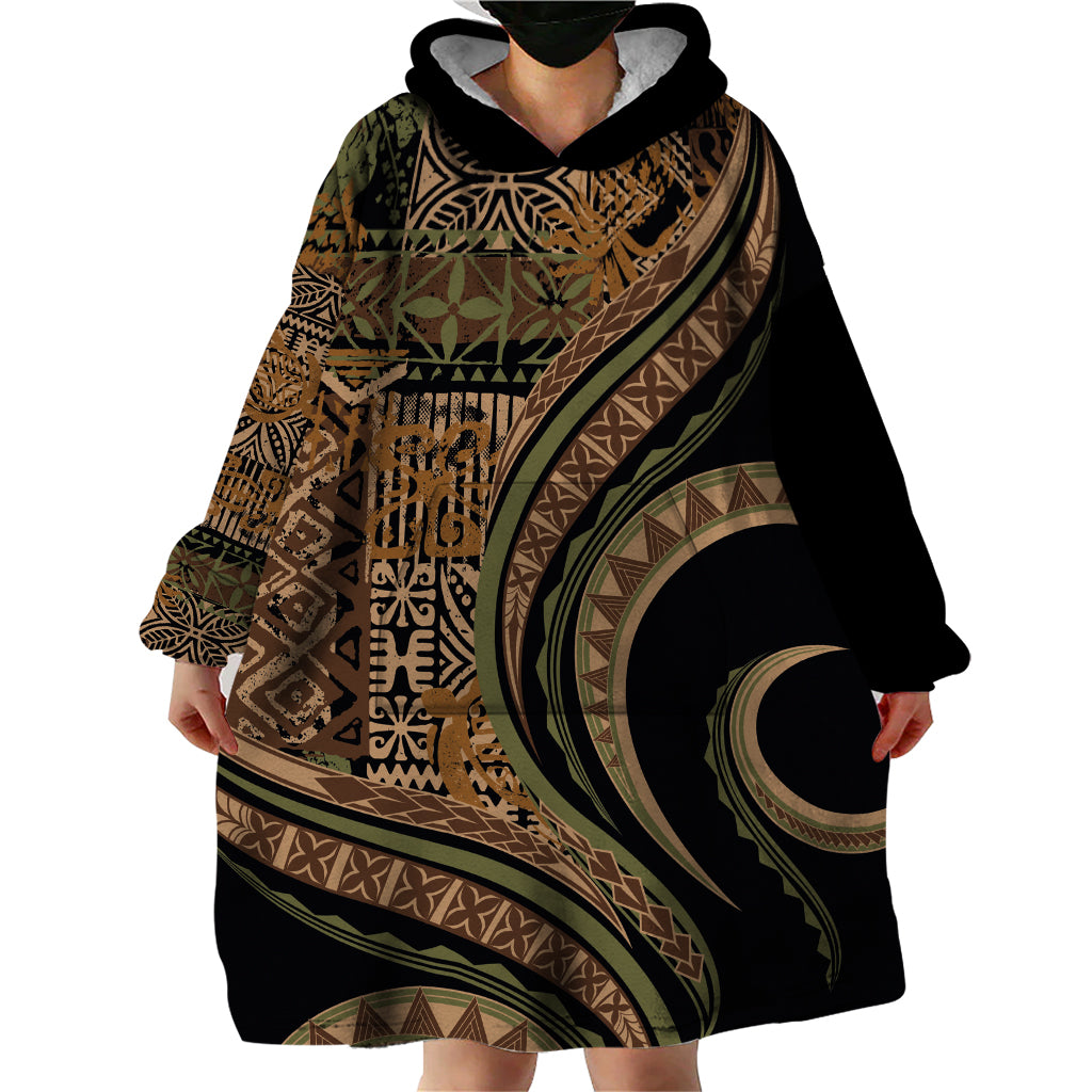 Hawaiian Hibiscus Tribal Vintage Motif Wearable Blanket Hoodie Ver 8 LT9 - Polynesian Pride