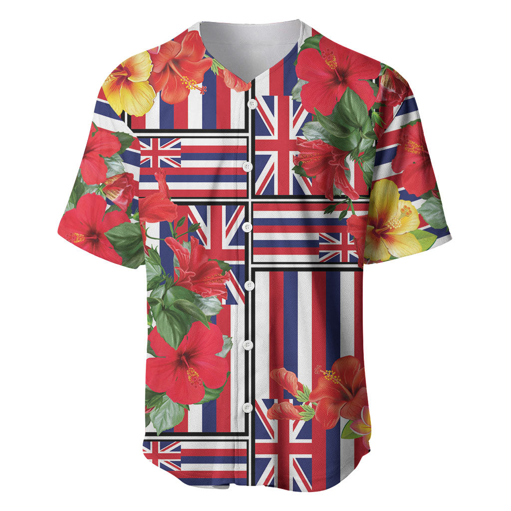 Hawaii Hibiscus Lei Baseball Jersey Hawaiian Flag Motif