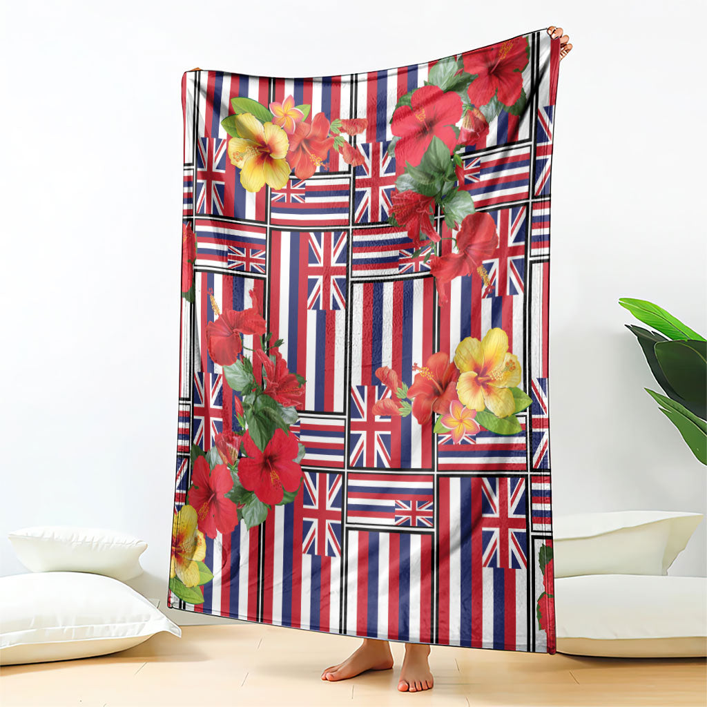 Hawaii Hibiscus Lei Blanket Hawaiian Flag Motif LT9 - Polynesian Pride