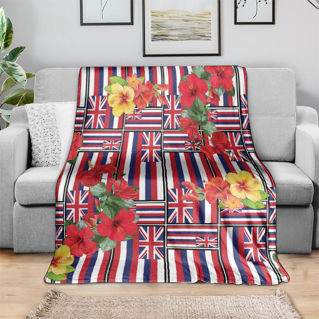 Hawaii Hibiscus Lei Blanket Hawaiian Flag Motif LT9 - Polynesian Pride