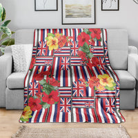 Hawaii Hibiscus Lei Blanket Hawaiian Flag Motif LT9 - Polynesian Pride