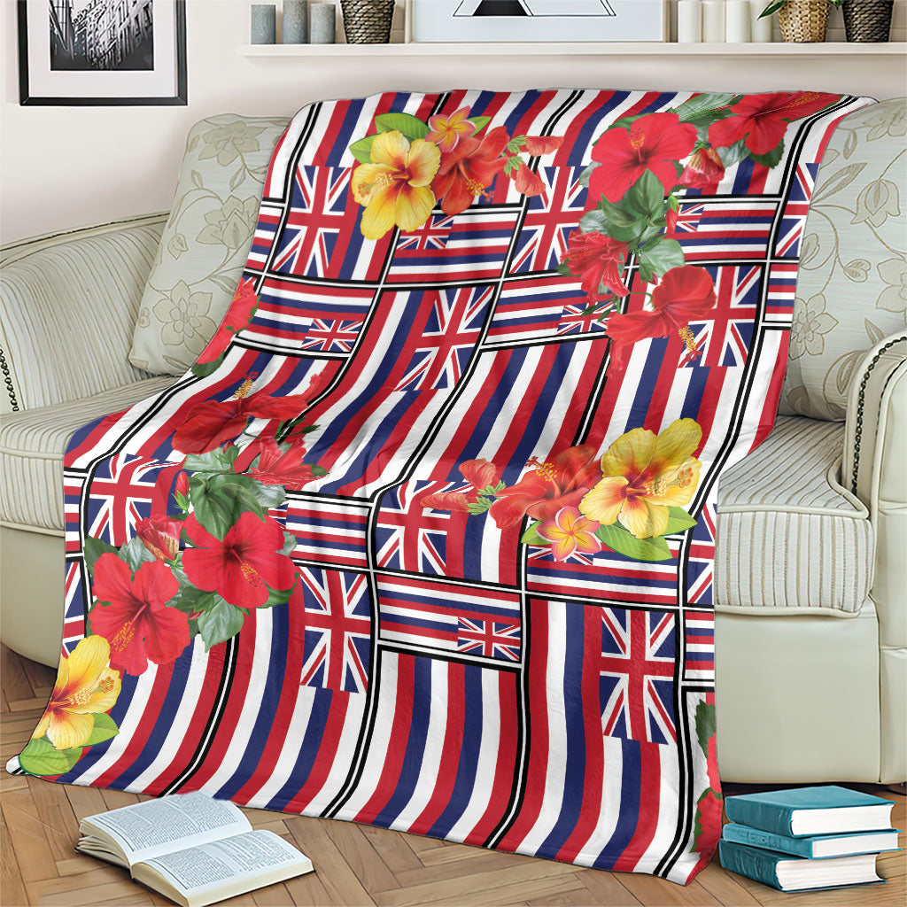 Hawaii Hibiscus Lei Blanket Hawaiian Flag Motif LT9 - Polynesian Pride