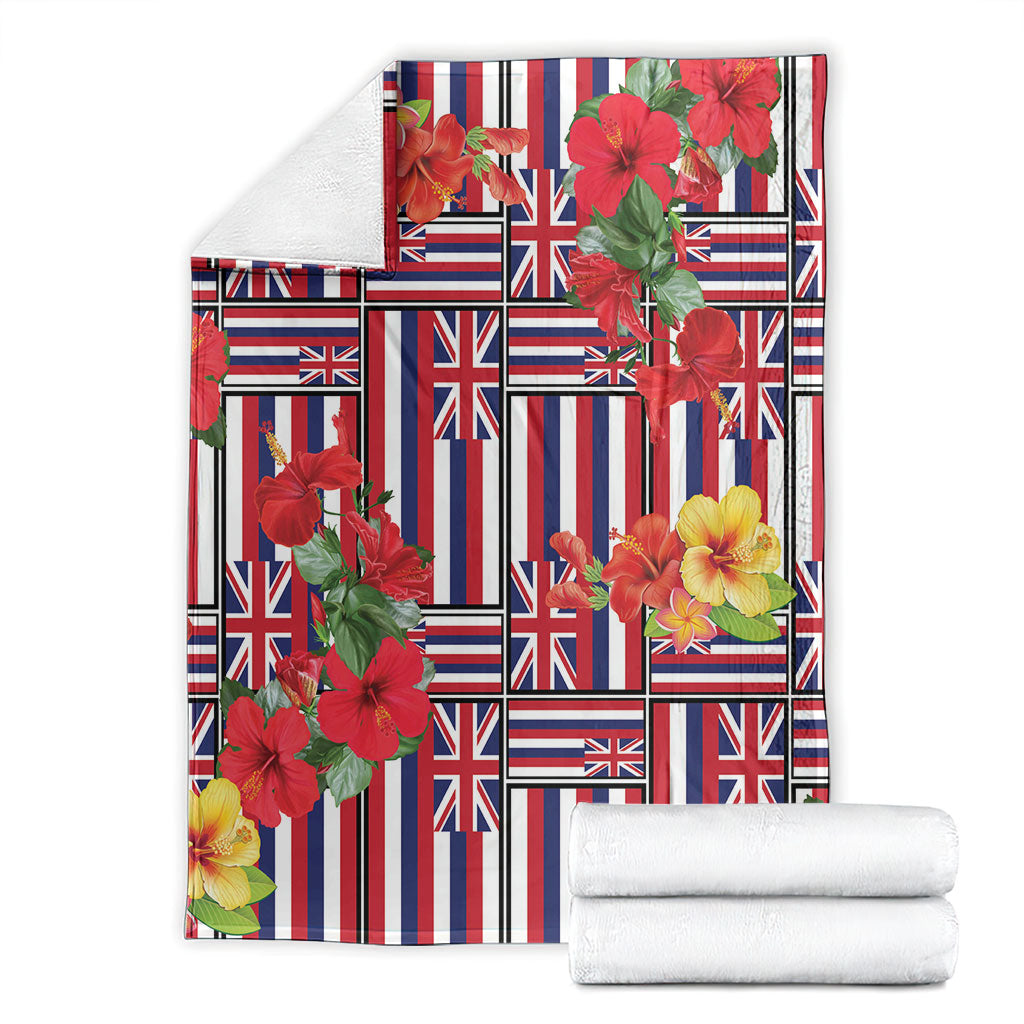 Hawaii Hibiscus Lei Blanket Hawaiian Flag Motif LT9 - Polynesian Pride