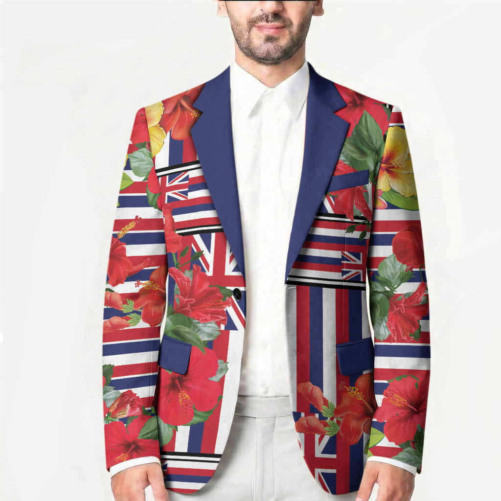 Hawaii Hibiscus Lei Blazer Hawaiian Flag Motif LT9 - Polynesian Pride