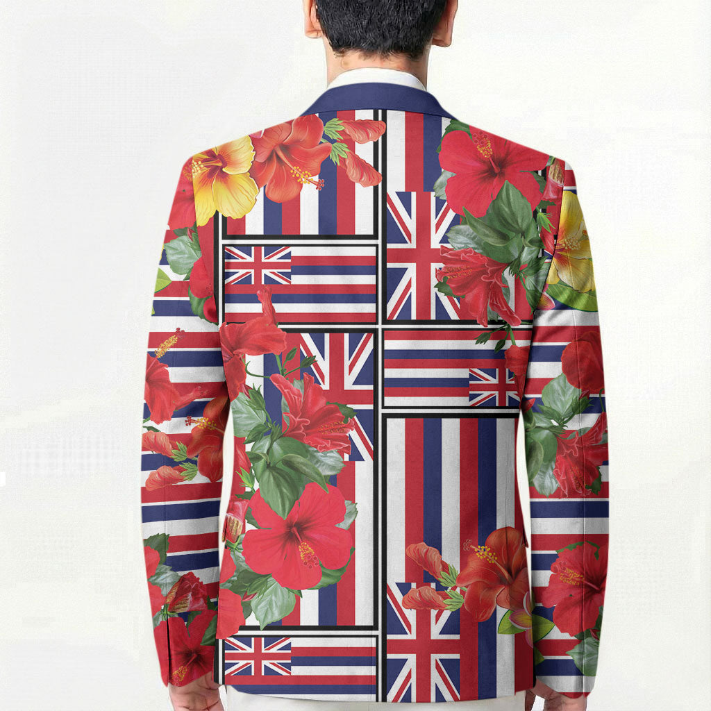 Hawaii Hibiscus Lei Blazer Hawaiian Flag Motif LT9 - Polynesian Pride