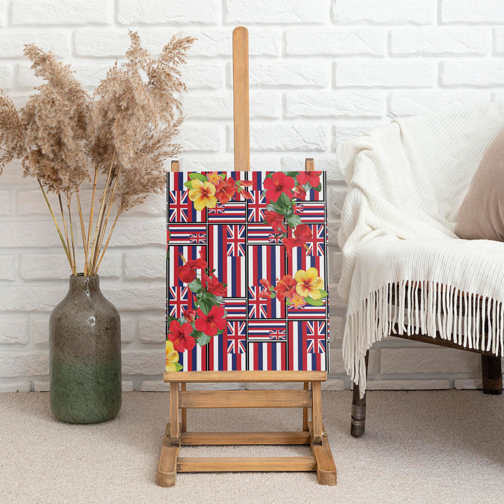 Hawaii Hibiscus Lei Canvas Wall Art Hawaiian Flag Motif