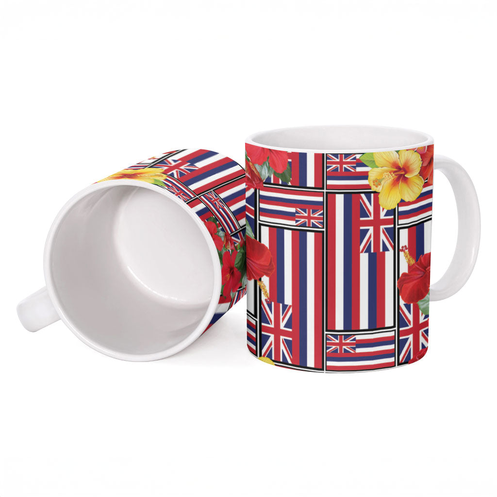 Hawaii Hibiscus Lei Ceramic Mug Hawaiian Flag Motif LT9 - Polynesian Pride
