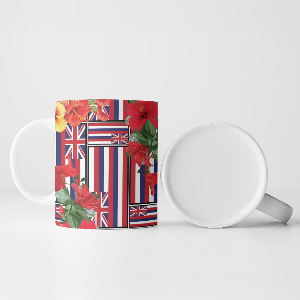 Hawaii Hibiscus Lei Ceramic Mug Hawaiian Flag Motif LT9 - Polynesian Pride