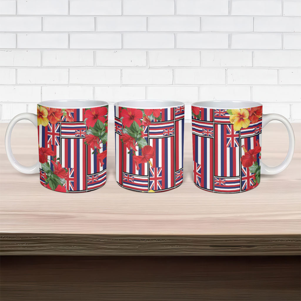 Hawaii Hibiscus Lei Ceramic Mug Hawaiian Flag Motif LT9 - Polynesian Pride