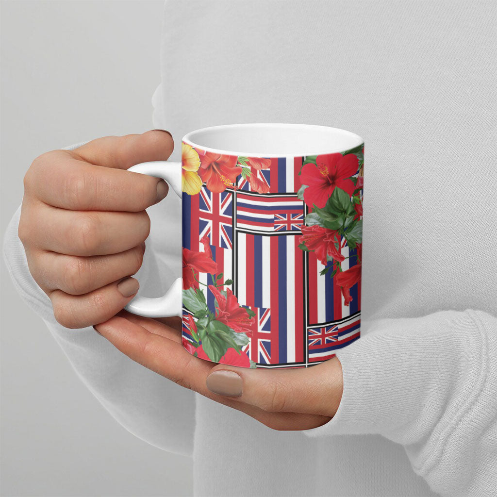 Hawaii Hibiscus Lei Ceramic Mug Hawaiian Flag Motif LT9 - Polynesian Pride
