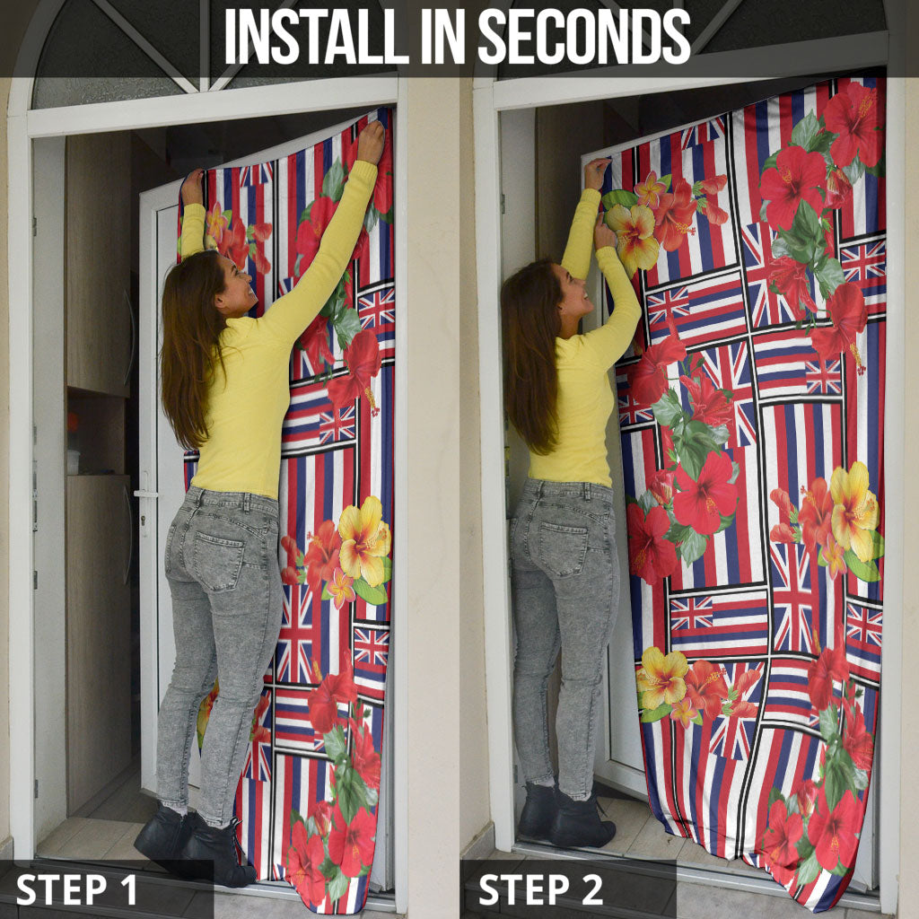 Hawaii Hibiscus Lei Door Cover Hawaiian Flag Motif