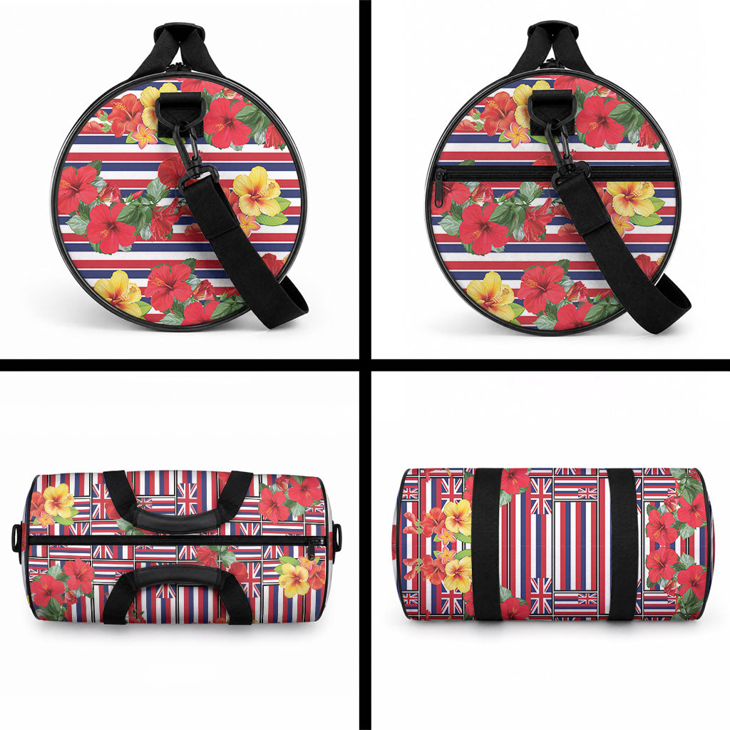 Hawaii Hibiscus Lei Duffle Bag Hawaiian Flag Motif LT9 - Polynesian Pride