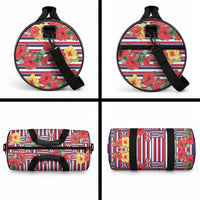 Hawaii Hibiscus Lei Duffle Bag Hawaiian Flag Motif LT9 - Polynesian Pride