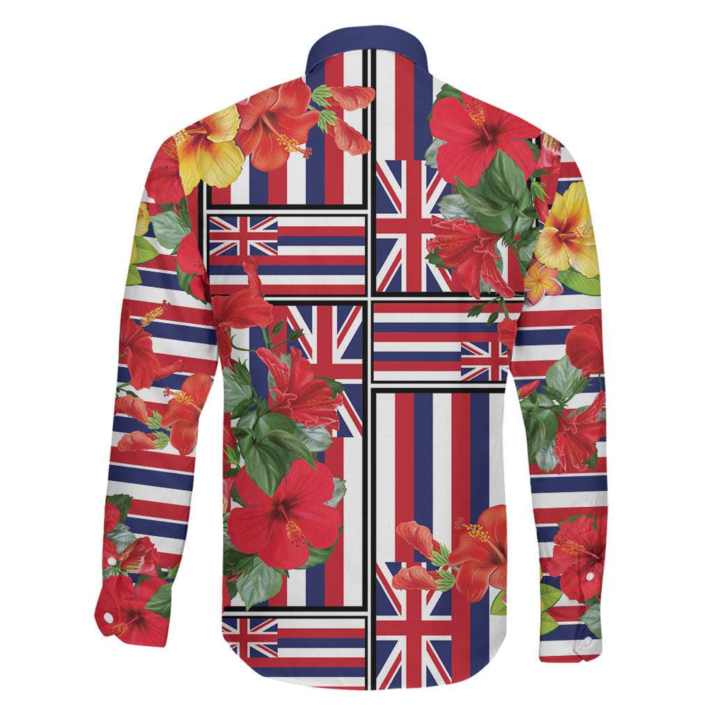 Hawaii Hibiscus Lei Family Matching Long Sleeve Bodycon Dress and Hawaiian Shirt Hawaiian Flag Motif LT9 - Polynesian Pride