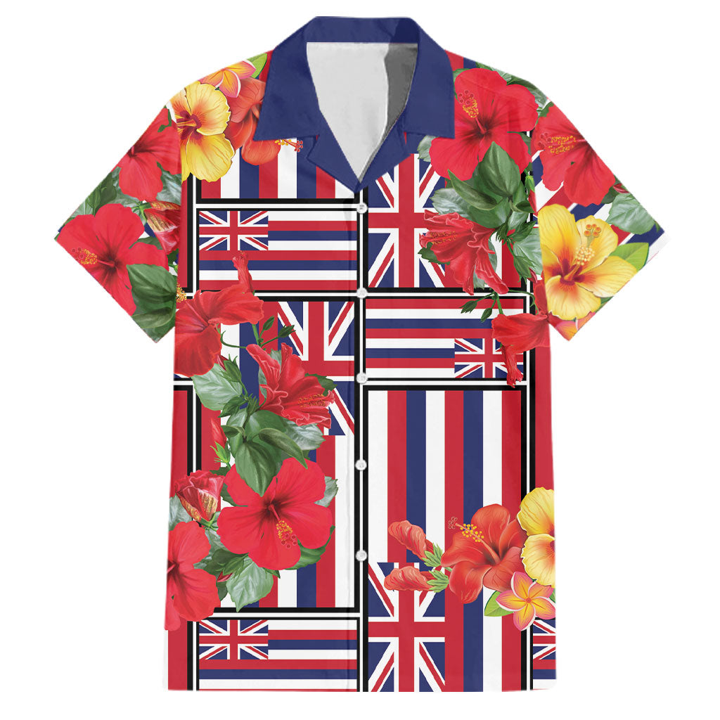 Hawaii Hibiscus Lei Family Matching Off Shoulder Maxi Dress and Hawaiian Shirt Hawaiian Flag Motif LT9 Dad's Shirt - Short Sleeve Red - Polynesian Pride