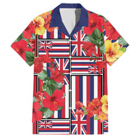 Hawaii Hibiscus Lei Family Matching Off Shoulder Maxi Dress and Hawaiian Shirt Hawaiian Flag Motif LT9 Dad's Shirt - Short Sleeve Red - Polynesian Pride