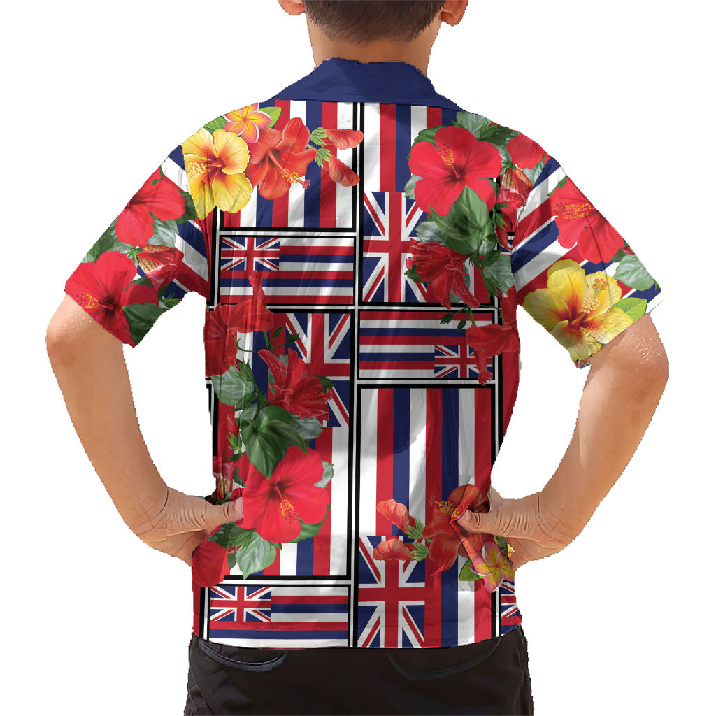 Hawaii Hibiscus Lei Family Matching Off Shoulder Short Dress and Hawaiian Shirt Hawaiian Flag Motif LT9 - Polynesian Pride