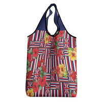 Hawaii Hibiscus Lei Grocery Bag Hawaiian Flag Motif