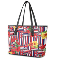 Hawaii Hibiscus Lei Leather Tote Bag Hawaiian Flag Motif