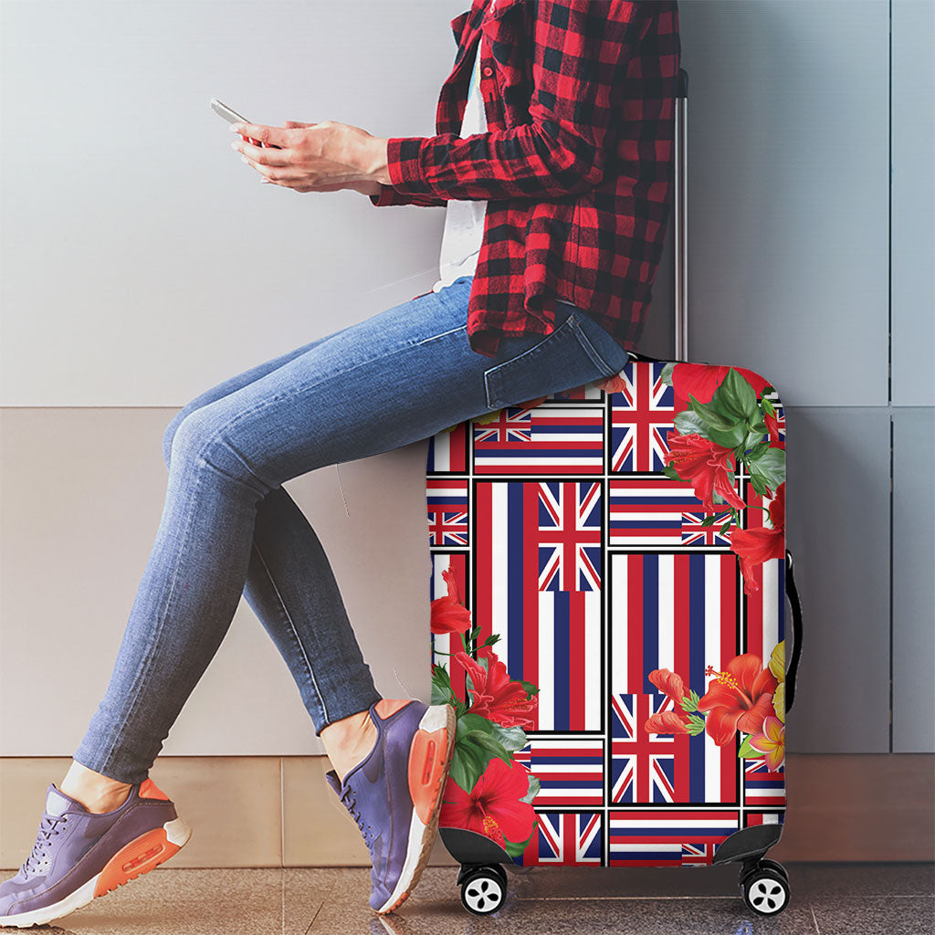 Hawaii Hibiscus Lei Luggage Cover Hawaiian Flag Motif