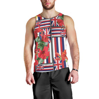 Hawaii Hibiscus Lei Men Tank Top Hawaiian Flag Motif