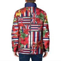 Hawaii Hibiscus Lei Padded Jacket Hawaiian Flag Motif LT9 - Polynesian Pride