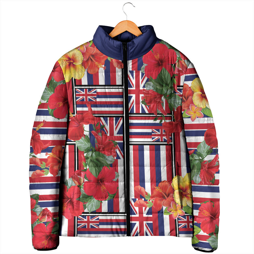 Hawaii Hibiscus Lei Padded Jacket Hawaiian Flag Motif LT9 - Polynesian Pride