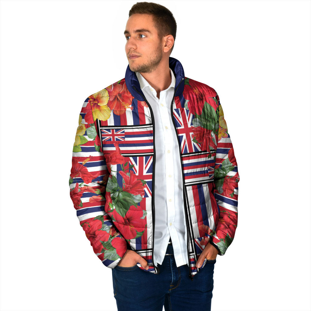Hawaii Hibiscus Lei Padded Jacket Hawaiian Flag Motif LT9 - Polynesian Pride