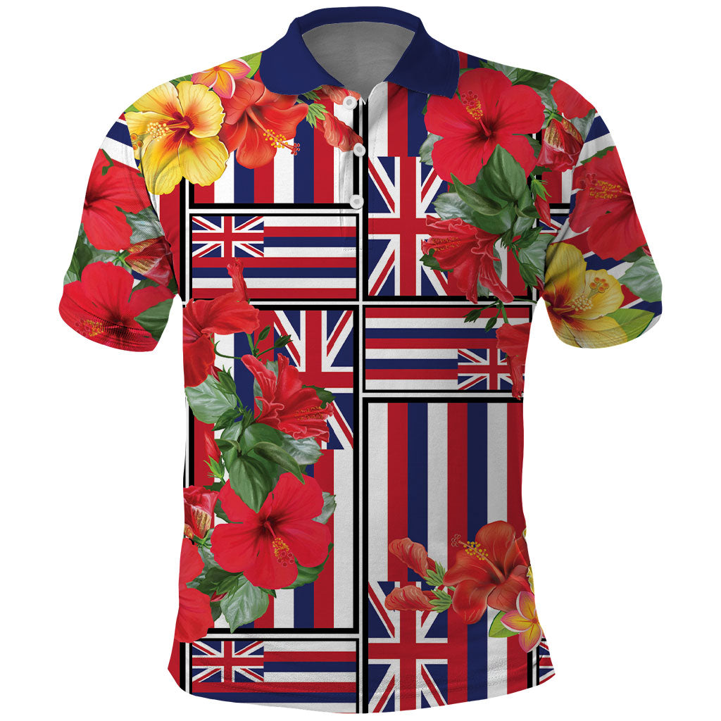 Hawaii Hibiscus Lei Polo Shirt Hawaiian Flag Motif