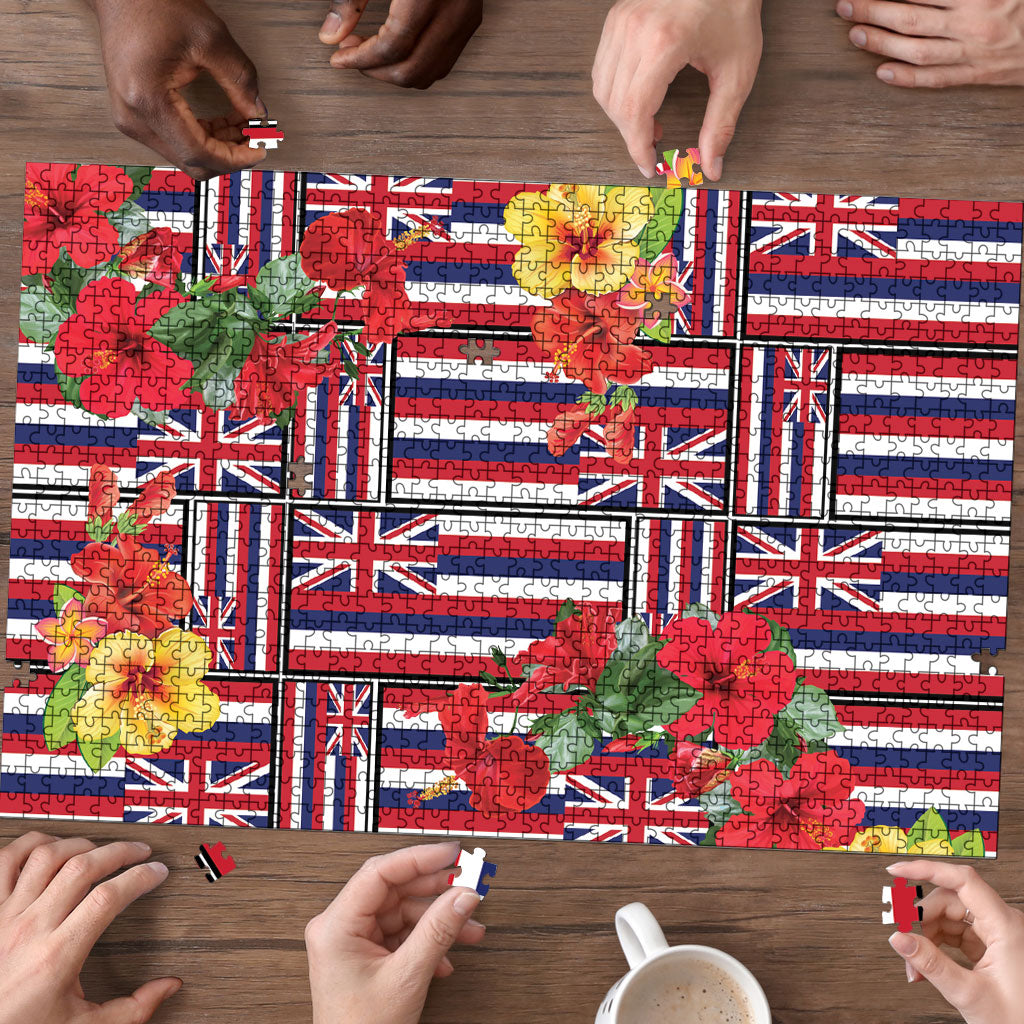 Hawaii Hibiscus Lei Puzzle Hawaiian Flag Motif LT9 - Polynesian Pride