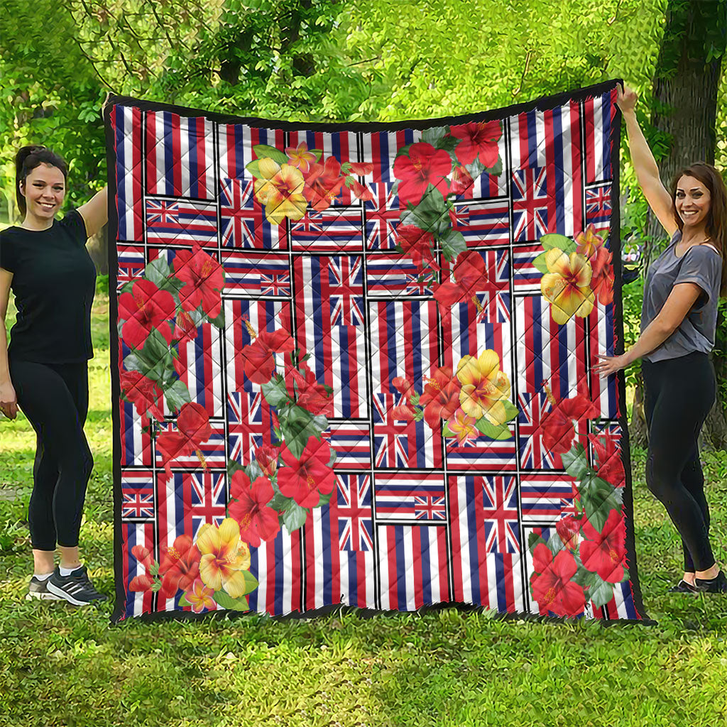 Hawaii Hibiscus Lei Quilt Hawaiian Flag Motif