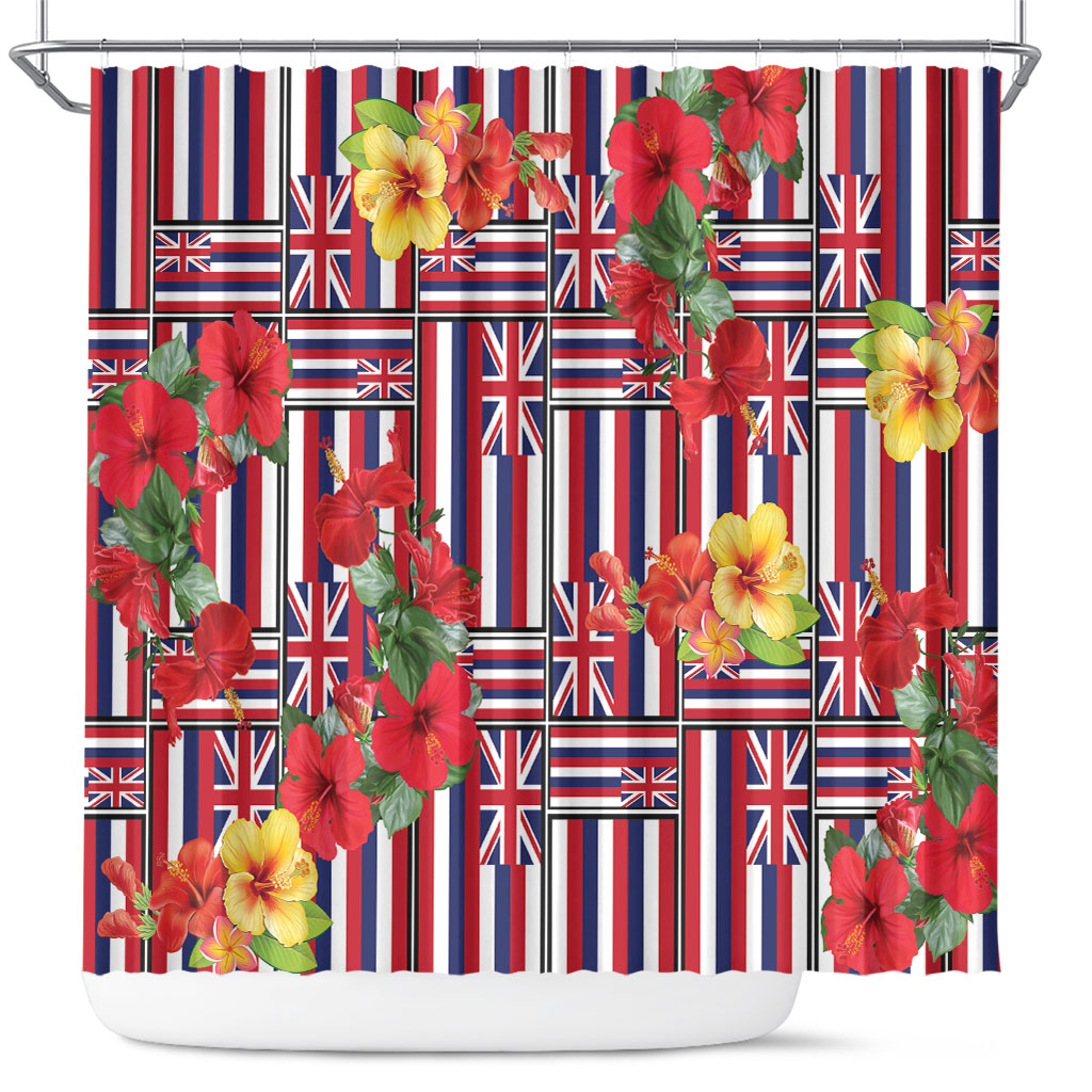 Hawaii Hibiscus Lei Shower Curtain Hawaiian Flag Motif