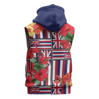 Hawaii Hibiscus Lei Sleeveless Hoodie Hawaiian Flag Motif