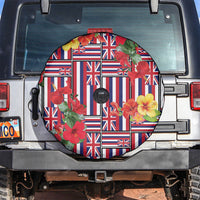 Hawaii Hibiscus Lei Spare Tire Cover Hawaiian Flag Motif LT9 Red - Polynesian Pride