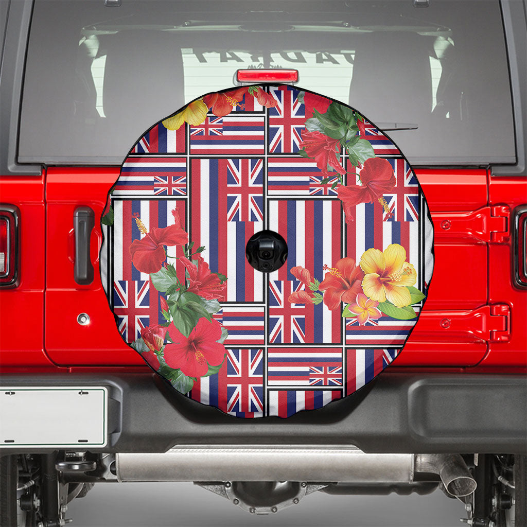 Hawaii Hibiscus Lei Spare Tire Cover Hawaiian Flag Motif LT9 - Polynesian Pride
